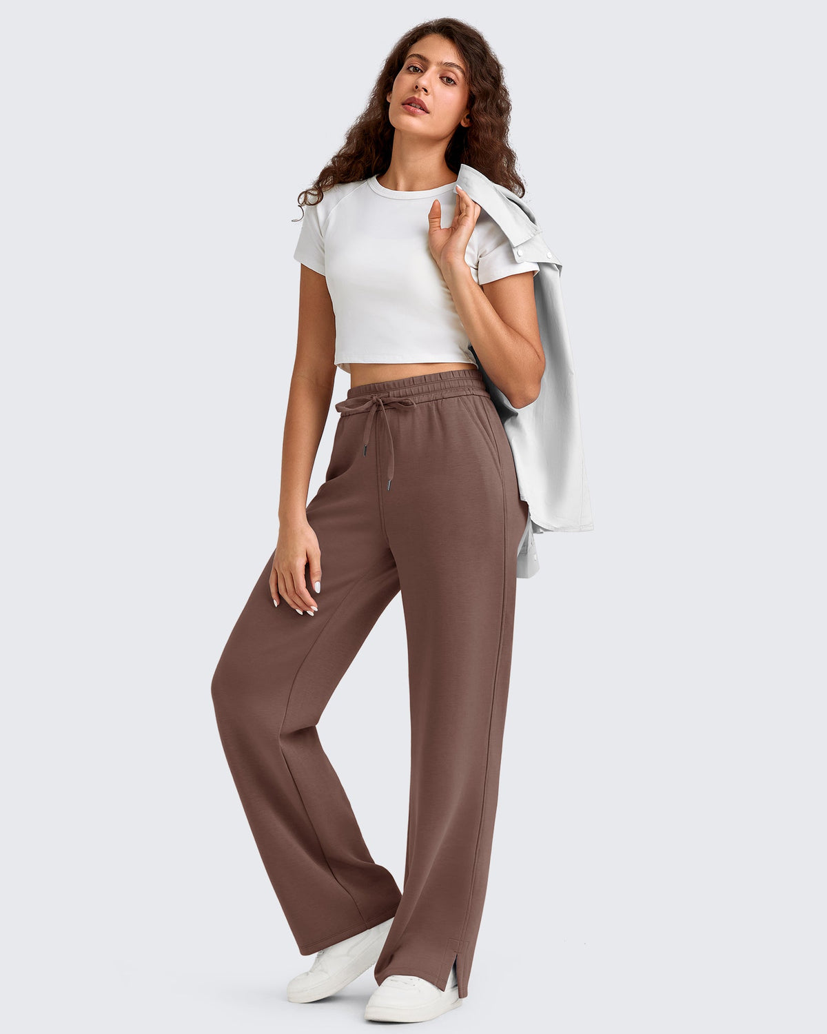 Smoofit Side Slit Drawstring Loose Sweatpants