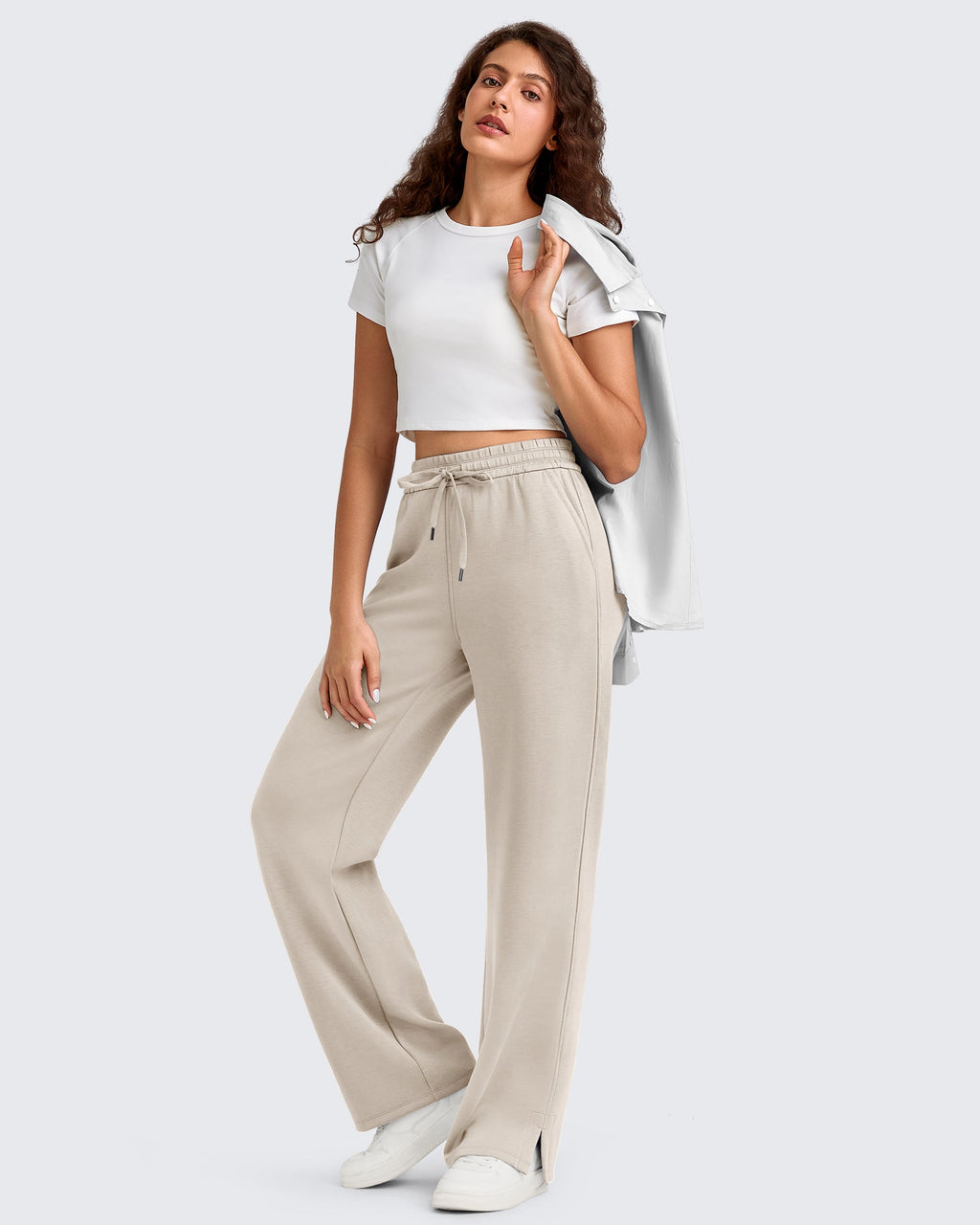 Smoofit Side Slit Drawstring Loose Sweatpants