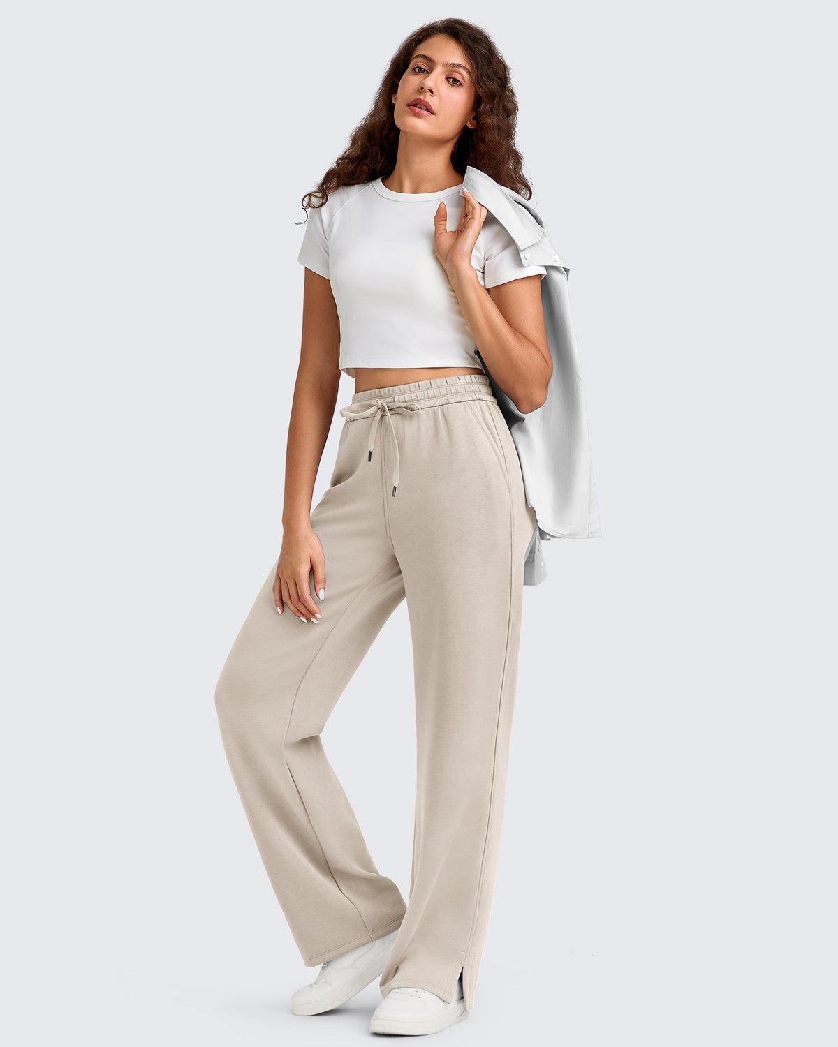 Smoofit Side Slit Drawstring Loose Sweatpants