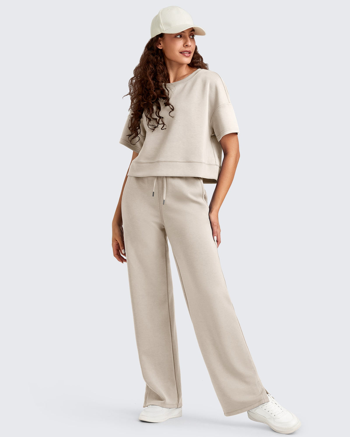 Smoofit Side Slit Drawstring Loose Sweatpants