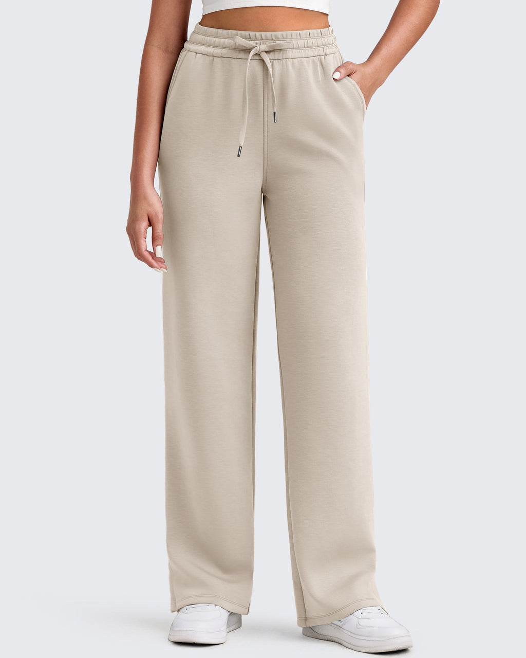 Smoofit Side Slit Drawstring Loose Sweatpants