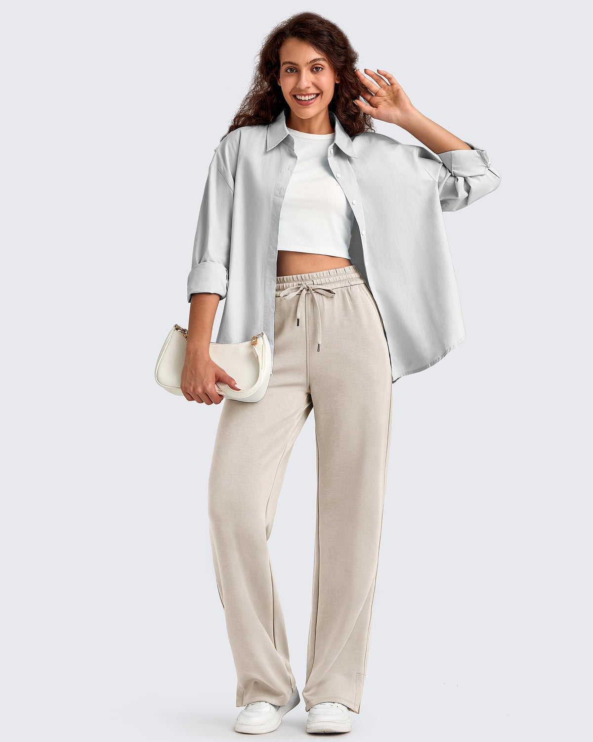 Smoofit Side Slit Drawstring Loose Sweatpants