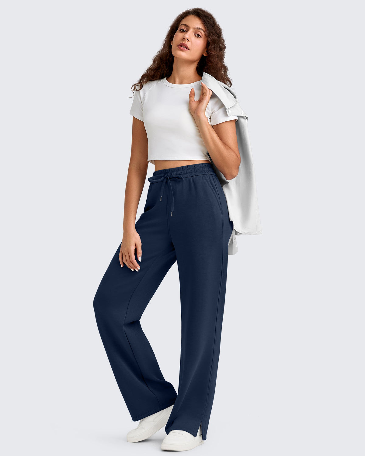 Smoofit Side Slit Drawstring Loose Sweatpants
