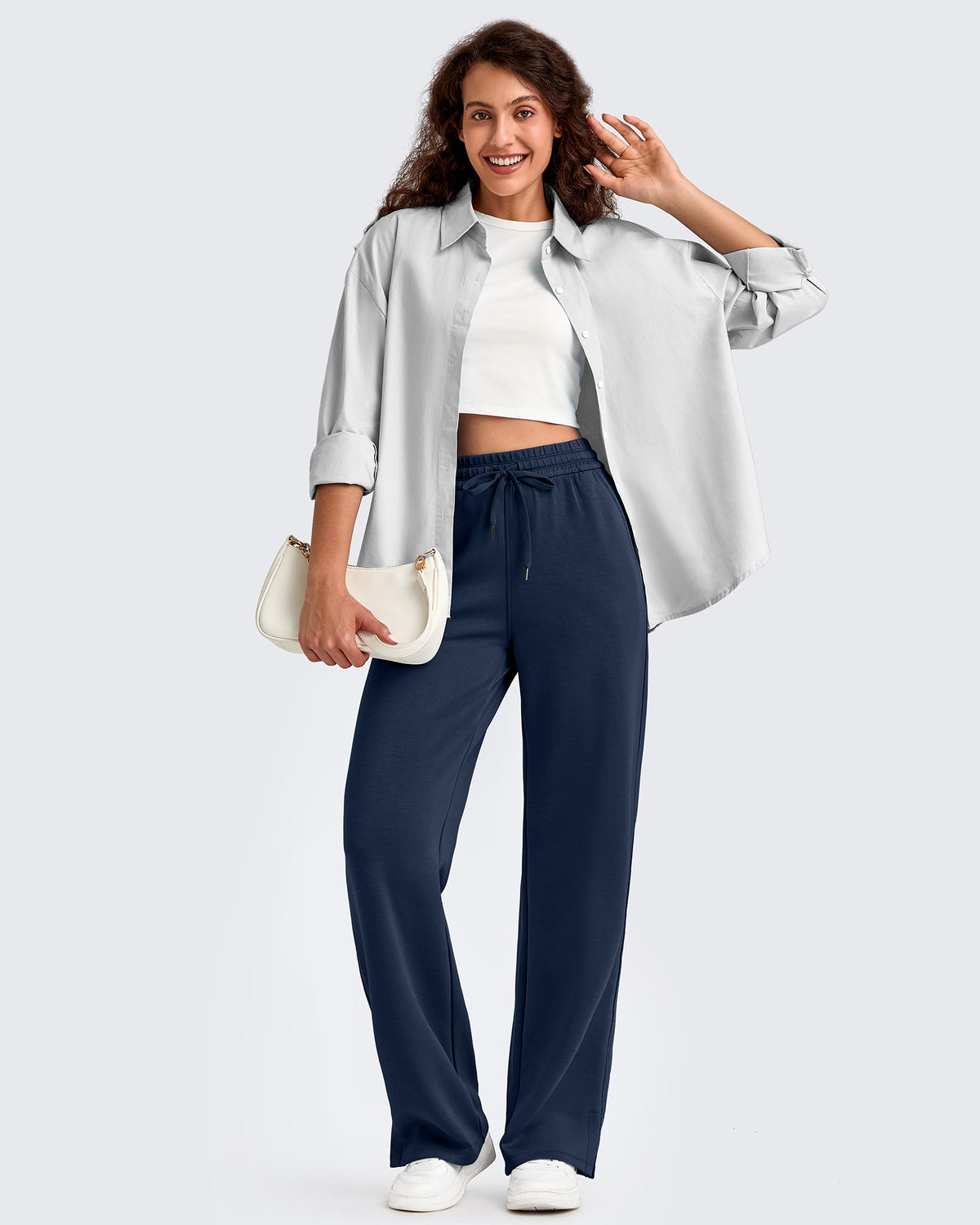 Smoofit Side Slit Drawstring Loose Sweatpants