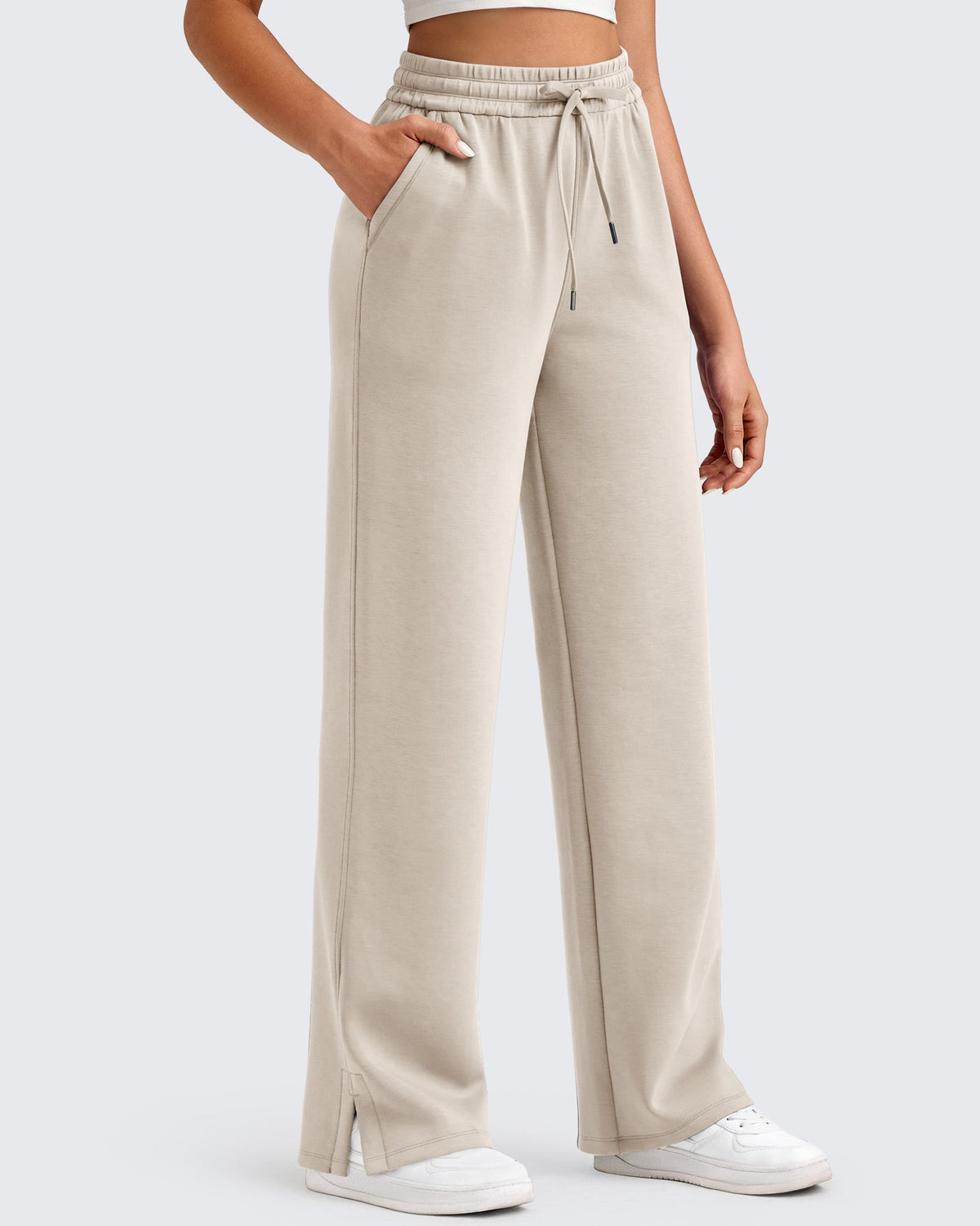 Smoofit Side Slit Drawstring Loose Sweatpants