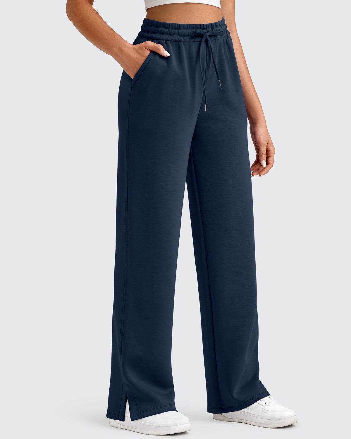 Smoofit Side Slit Drawstring Loose Sweatpants
