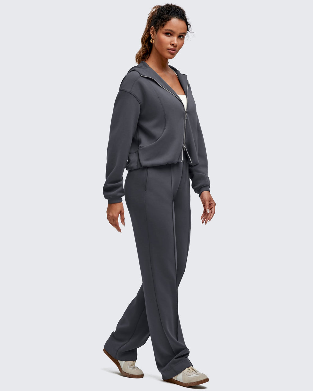 Smoofit Straight Leg Elastic High Waist Dress Pants