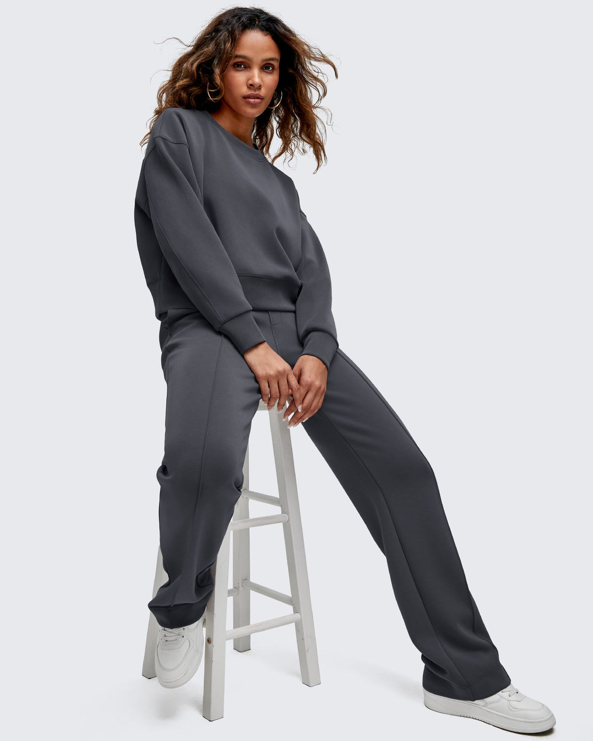 Smoofit Straight Leg Elastic High Waist Dress Pants