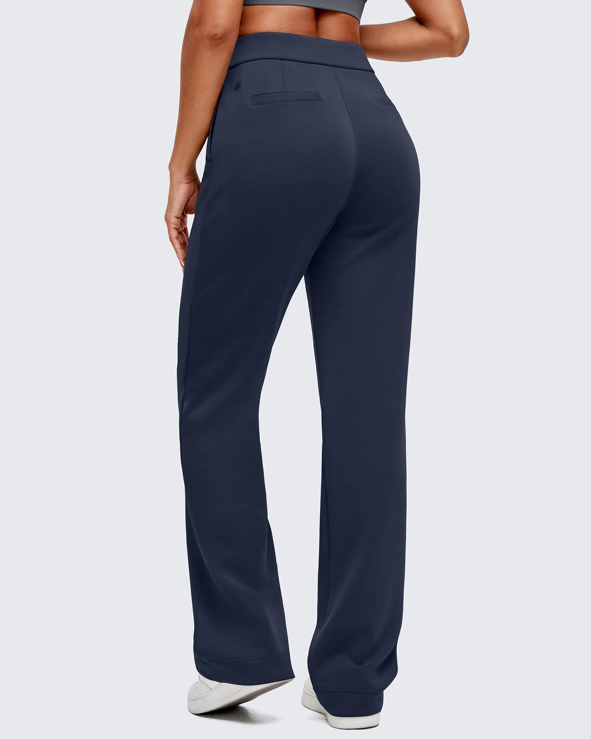 Smoofit Straight Leg Elastic High Waist Dress Pants
