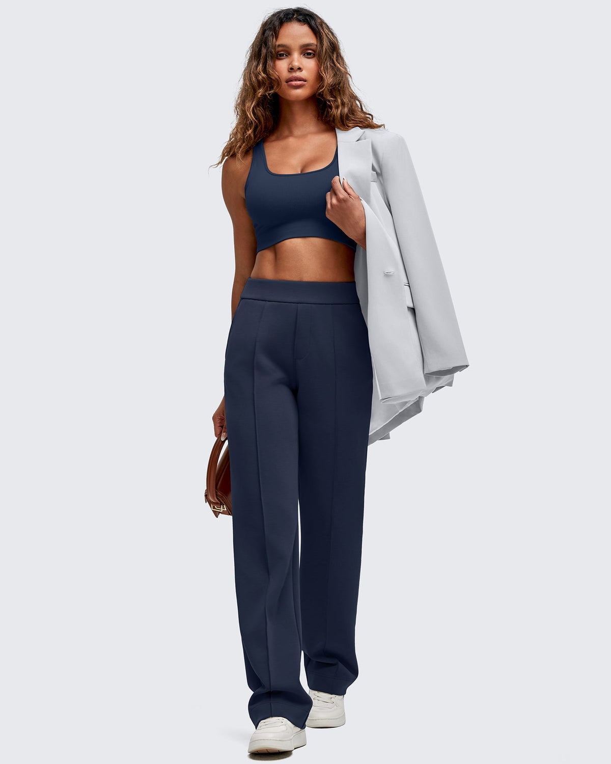 Smoofit Straight Leg Elastic High Waist Dress Pants