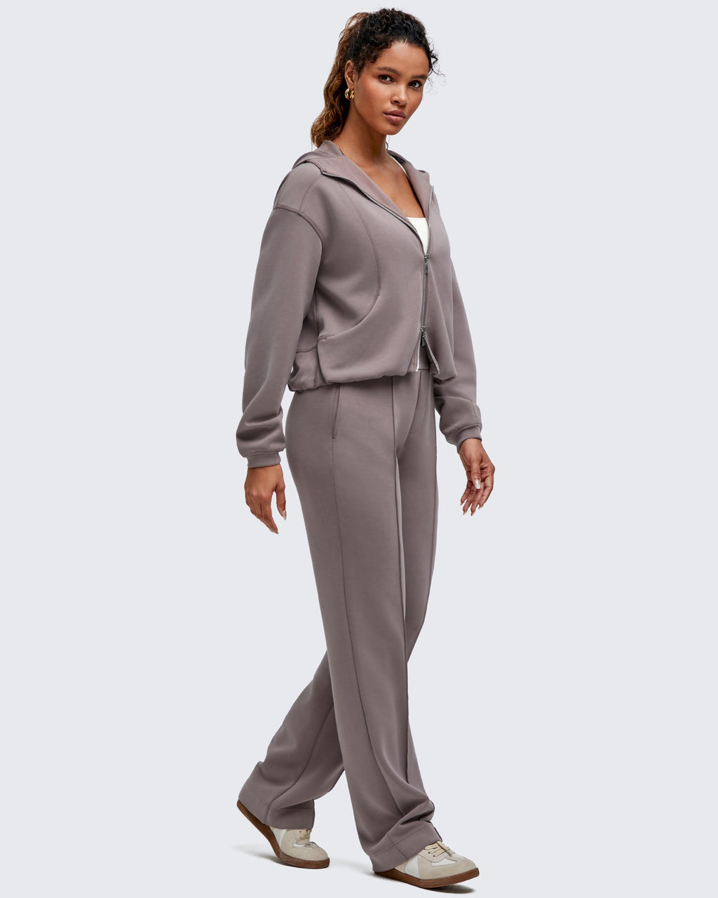 Smoofit Straight Leg Elastic High Waist Dress Pants