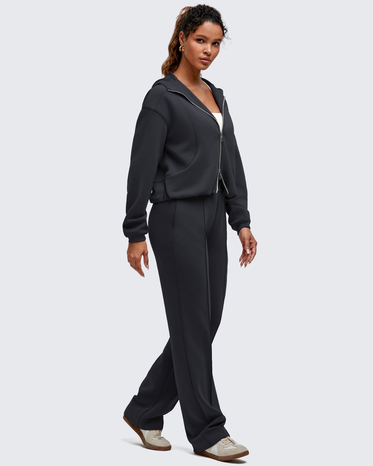 Smoofit Straight Leg Elastic High Waist Dress Pants