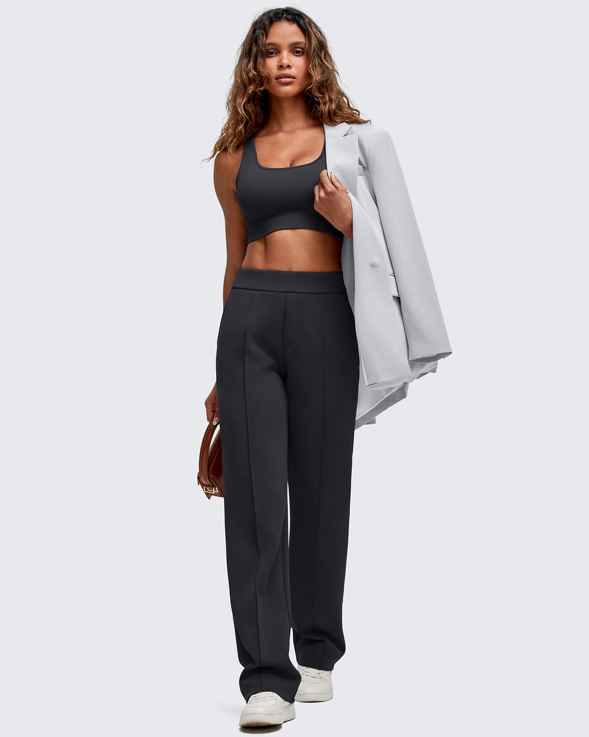 Smoofit Straight Leg Elastic High Waist Dress Pants