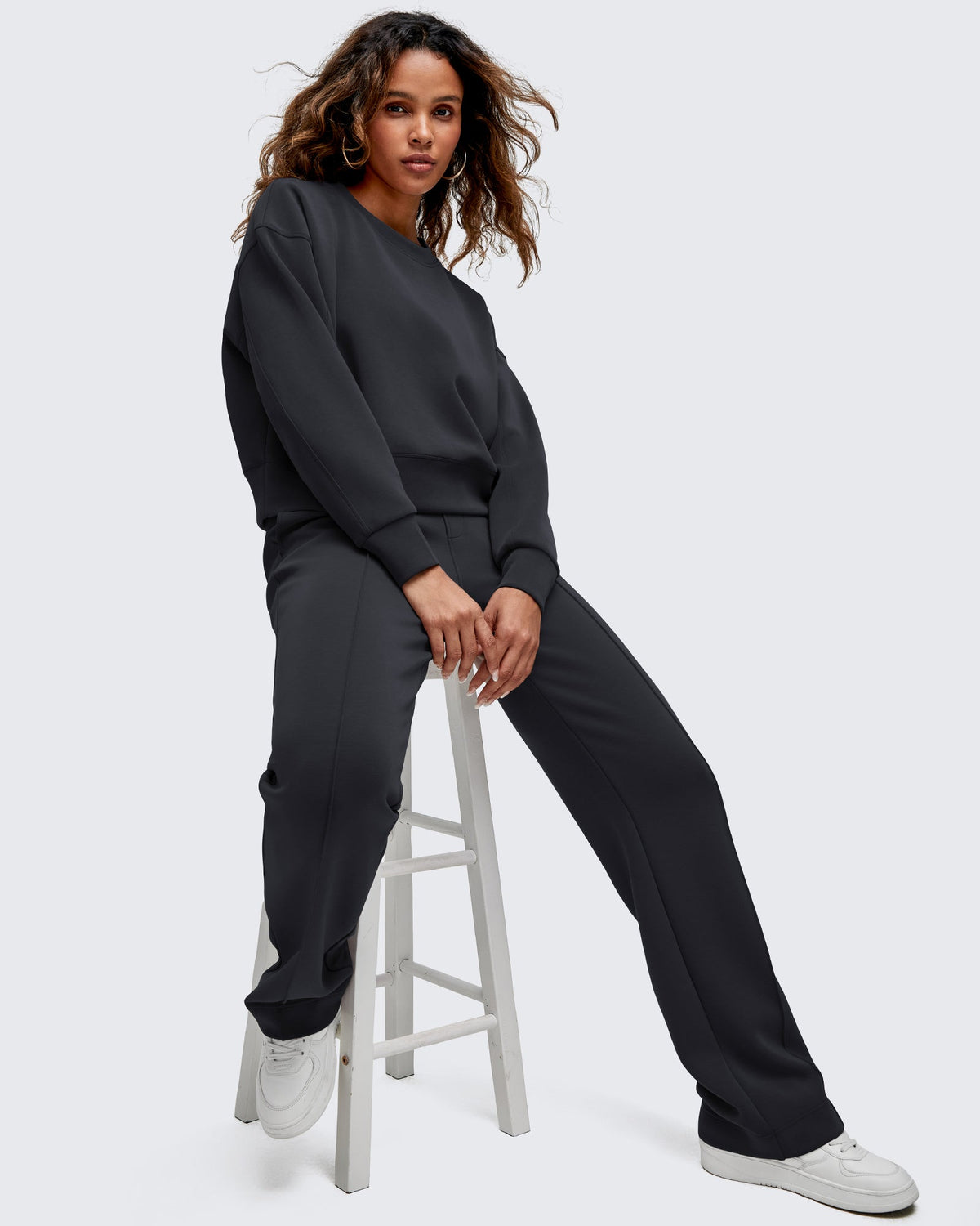 Smoofit Straight Leg Elastic High Waist Dress Pants
