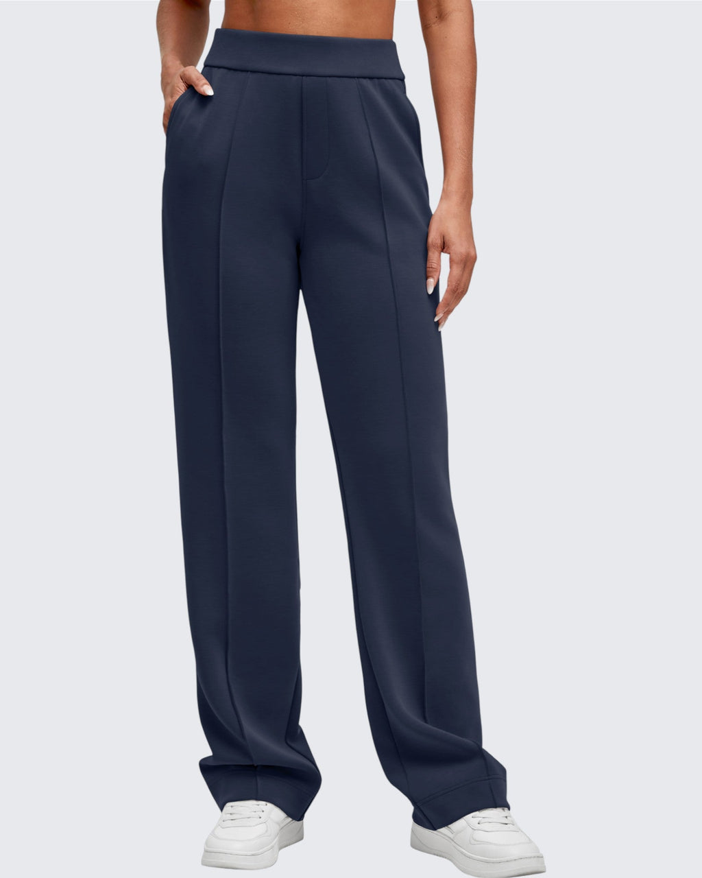 Smoofit Straight Leg Elastic High Waist Dress Pants