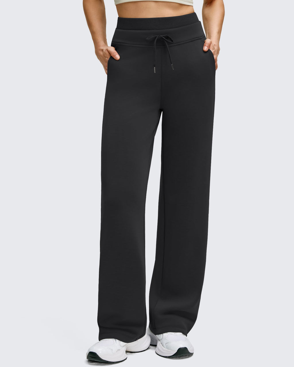 Smoofit Wide Leg Drawstring Double Layer Waist Pants