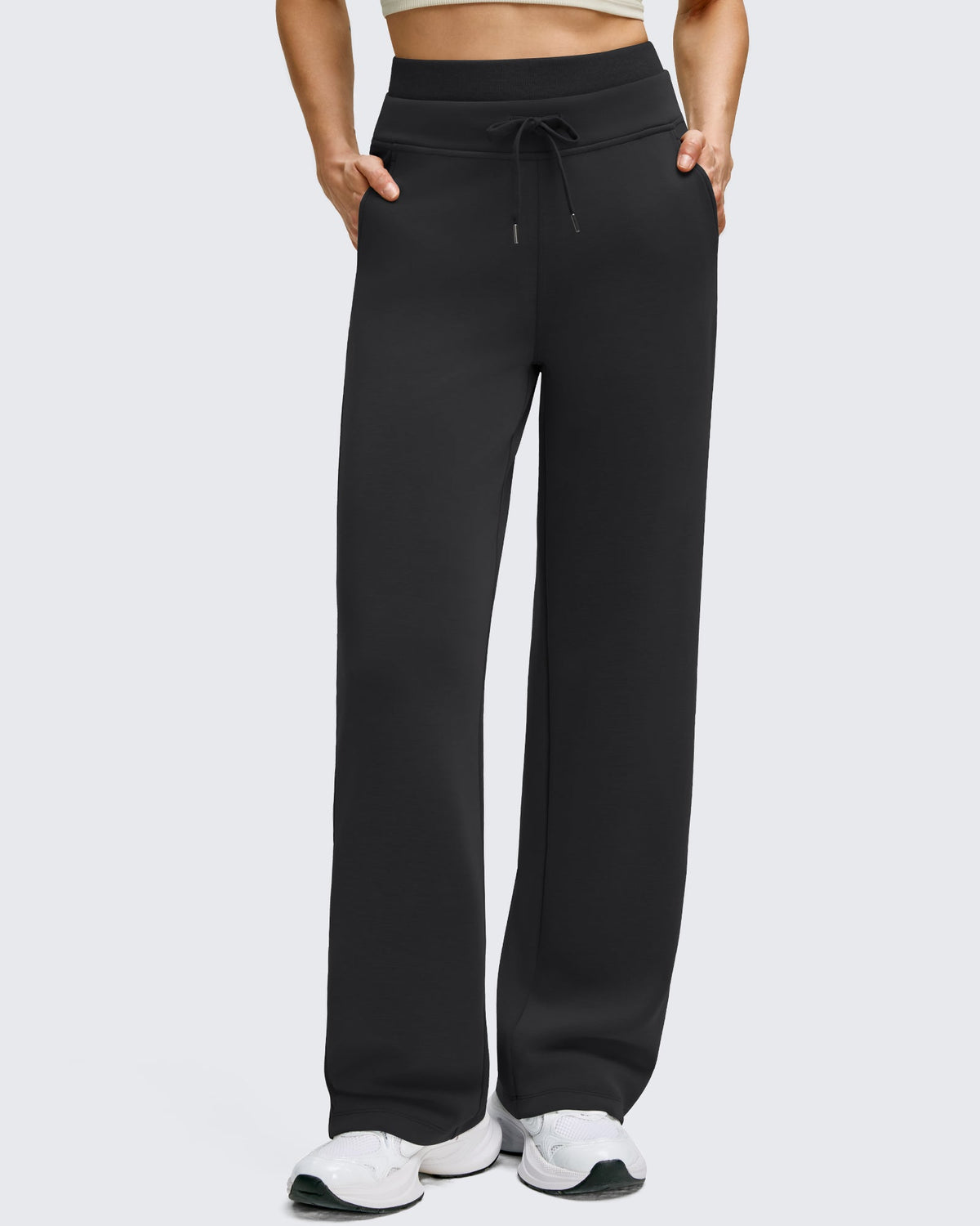 Smoofit Wide Leg Drawstring Double Layer Waist Pants