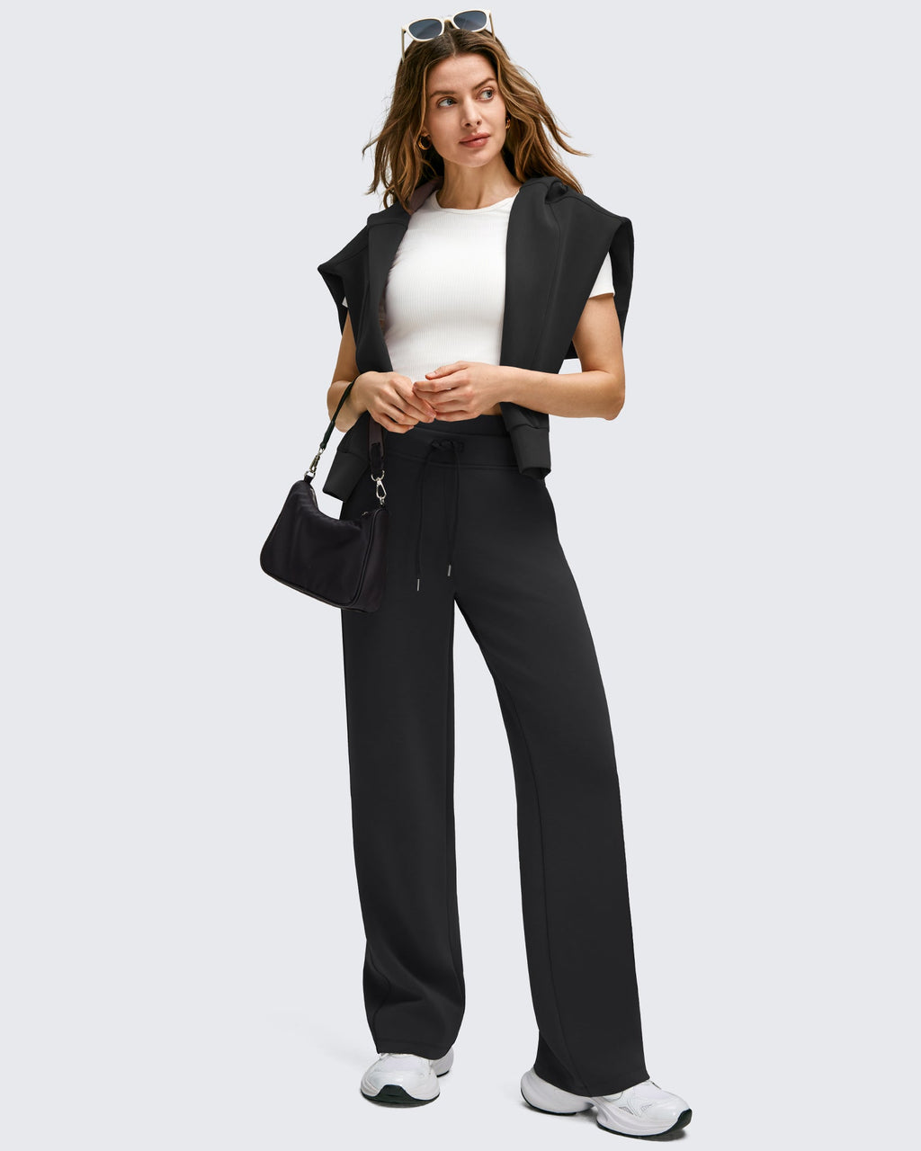 Smoofit Wide Leg Drawstring Double Layer Waist Pants