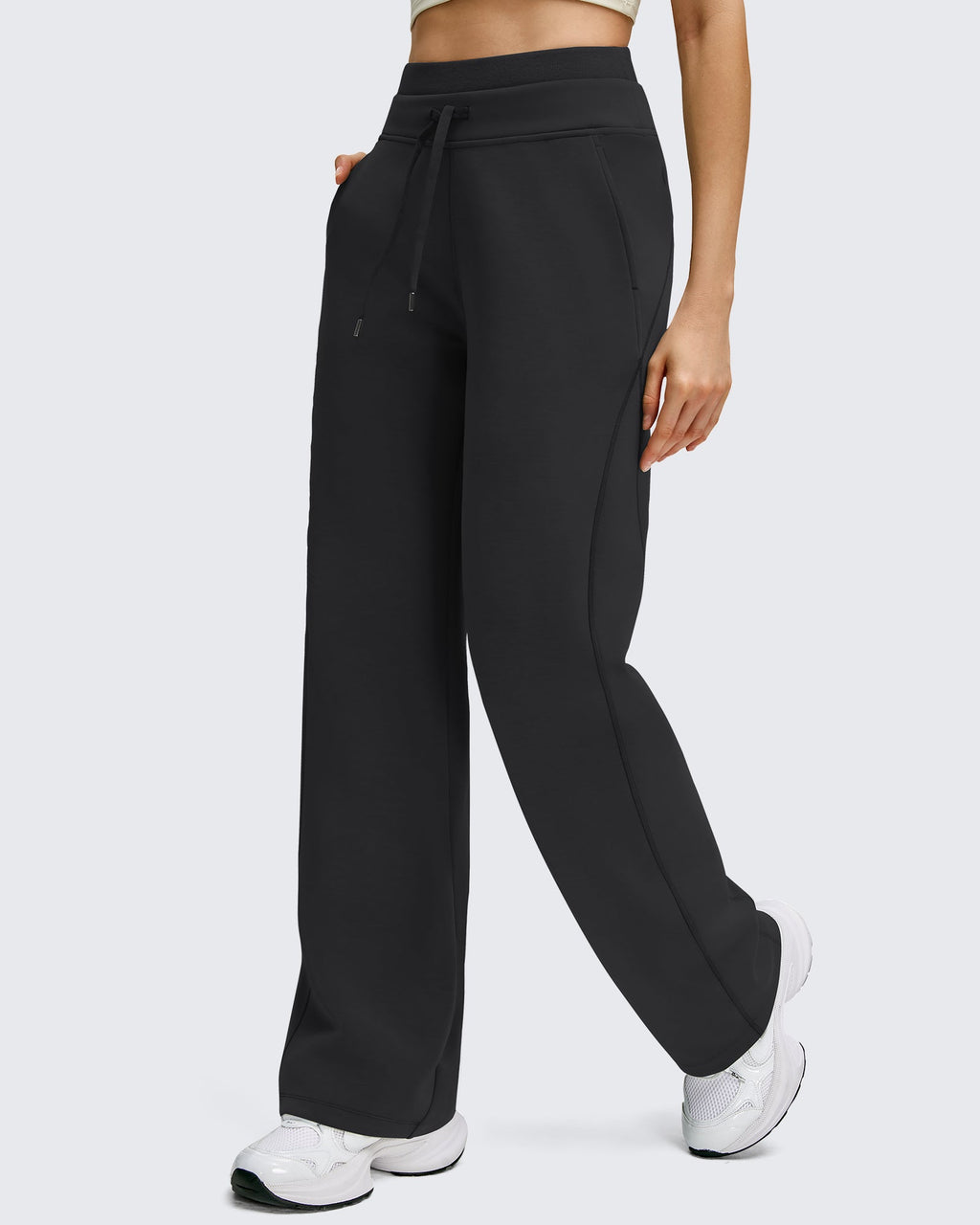 Smoofit Wide Leg Drawstring Double Layer Waist Pants