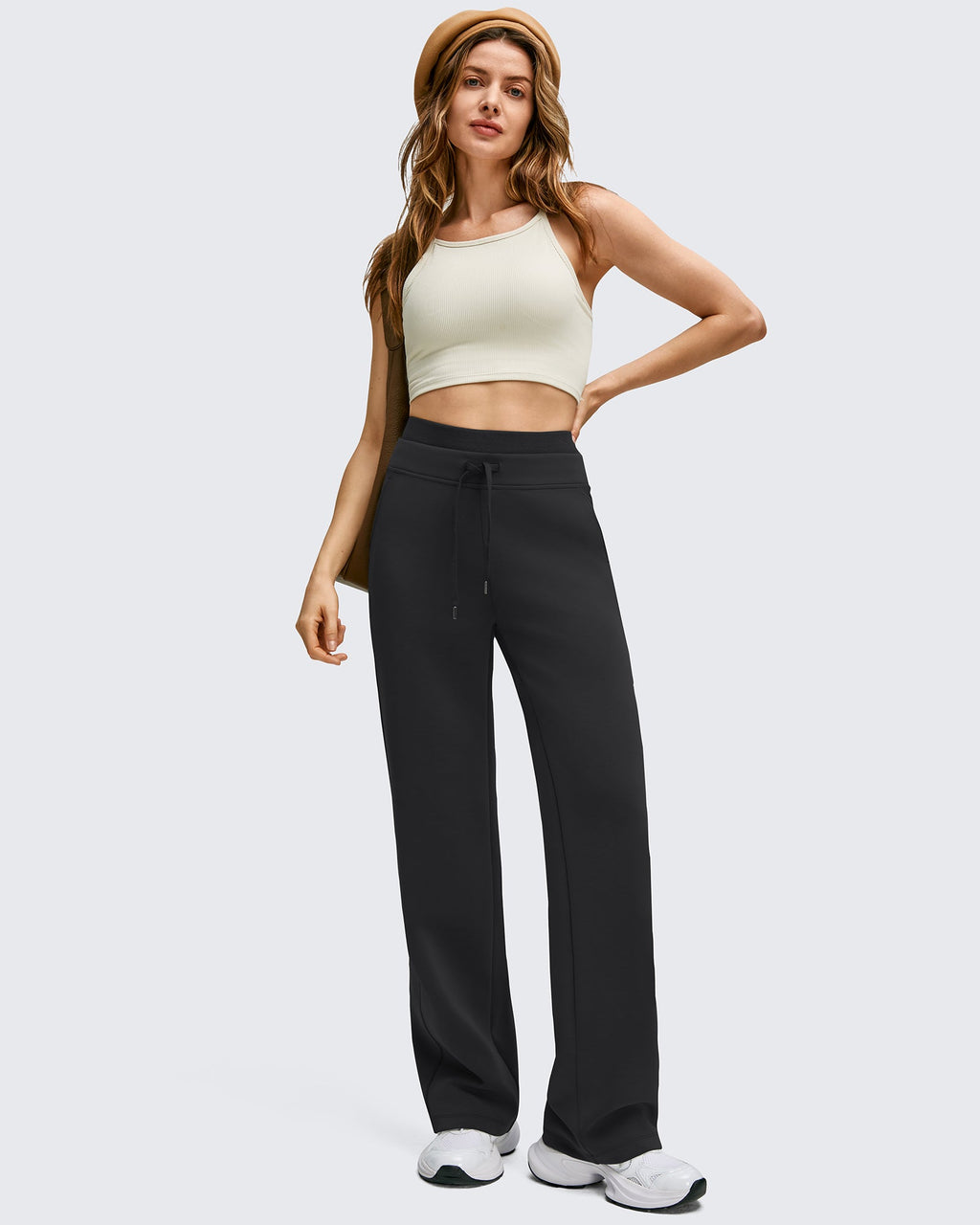Smoofit Wide Leg Drawstring Double Layer Waist Pants