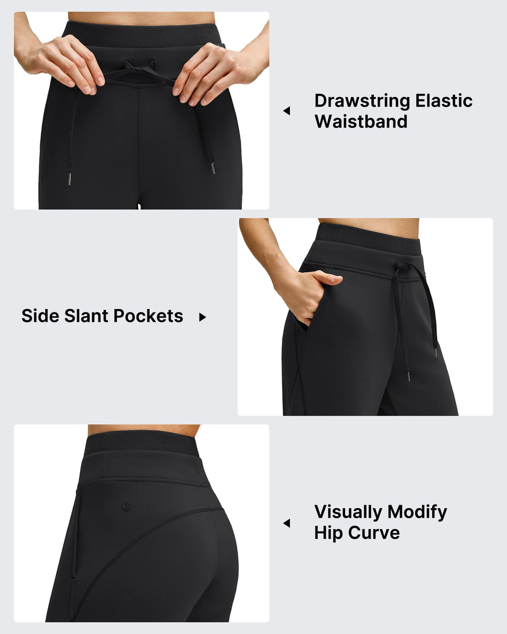 Smoofit Wide Leg Drawstring Double Layer Waist Pants