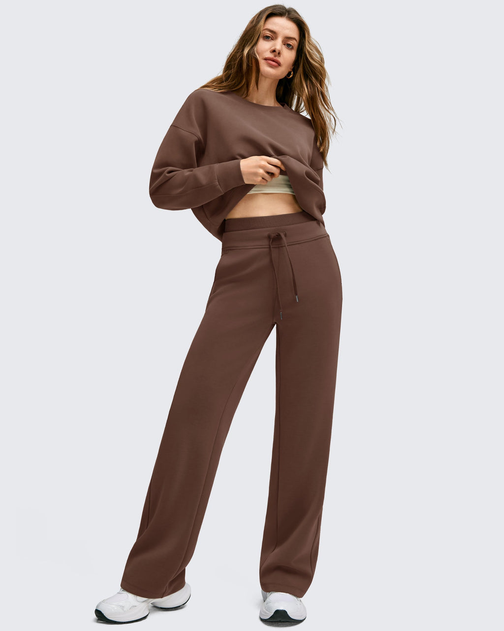 Smoofit Wide Leg Drawstring Double Layer Waist Pants