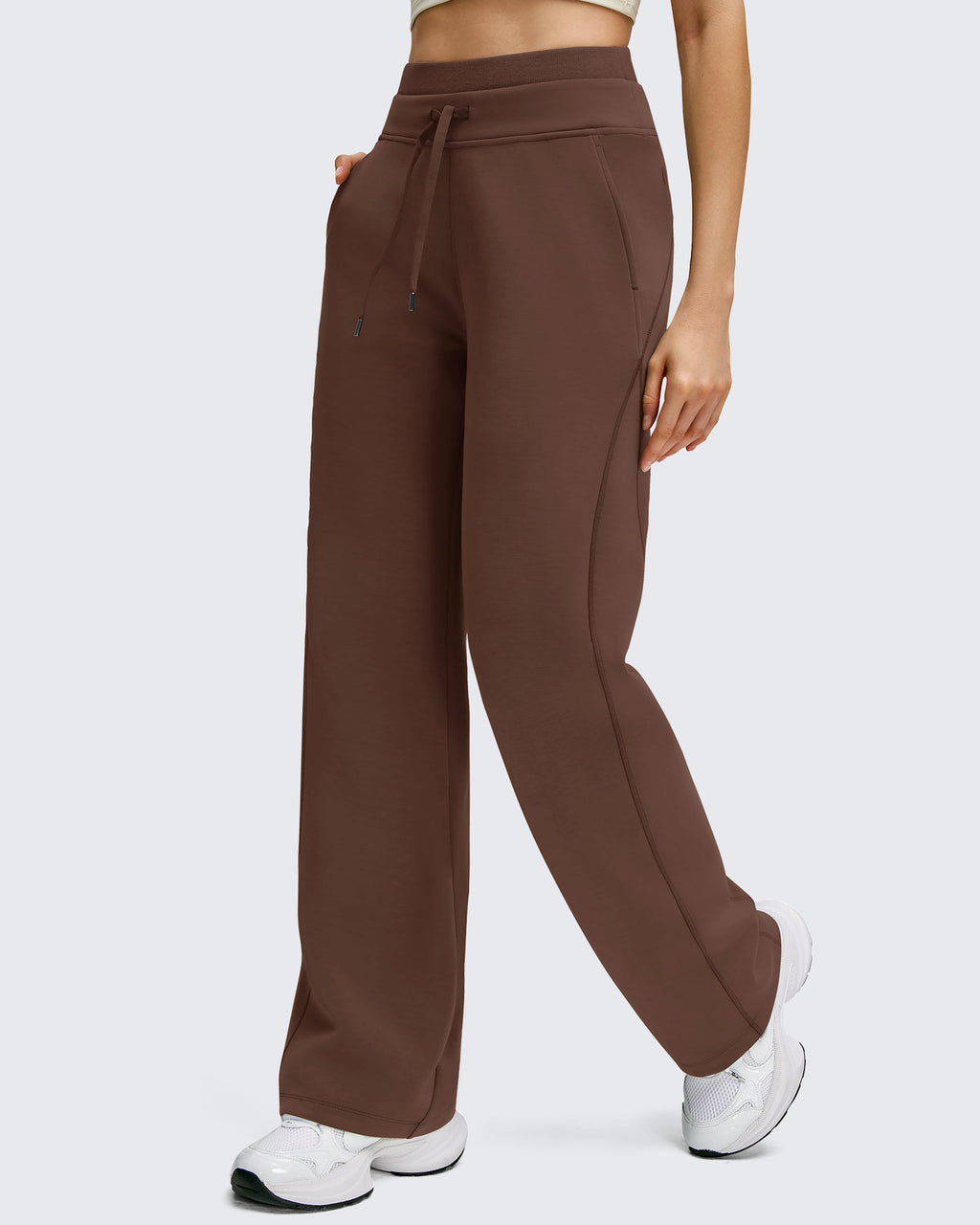 Smoofit Wide Leg Drawstring Double Layer Waist Pants