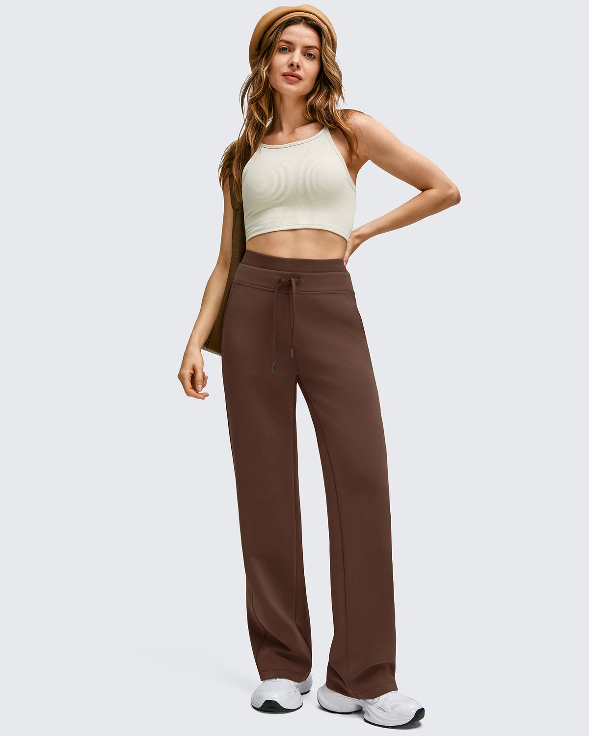 Smoofit Wide Leg Drawstring Double Layer Waist Pants