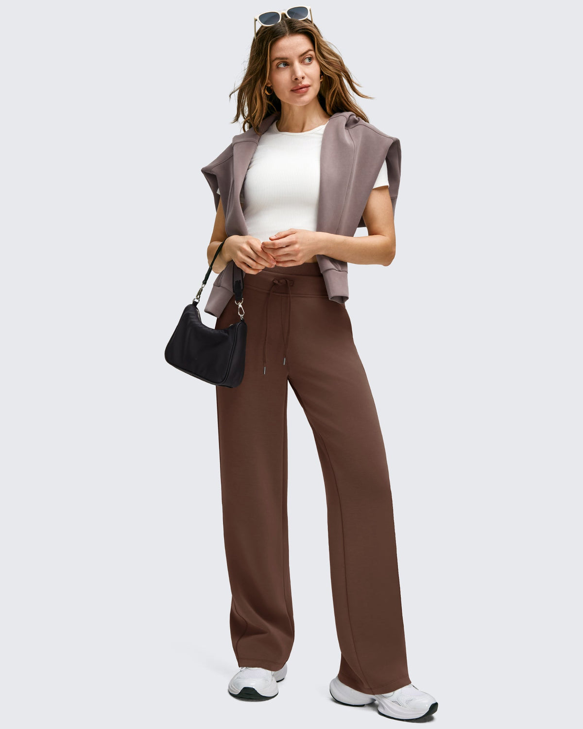 Smoofit Wide Leg Drawstring Double Layer Waist Pants
