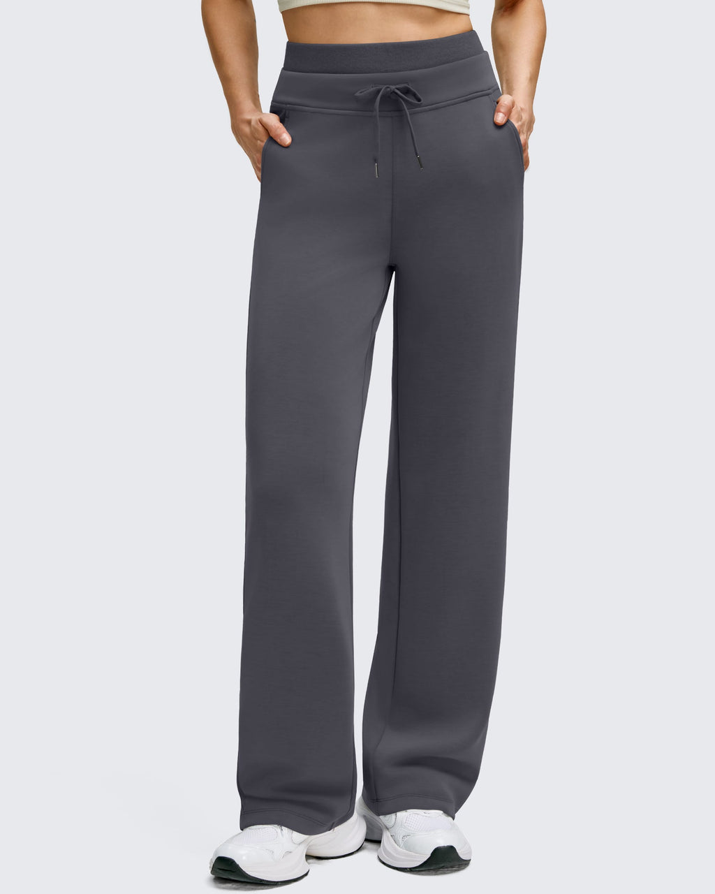 Smoofit Wide Leg Drawstring Double Layer Waist Pants