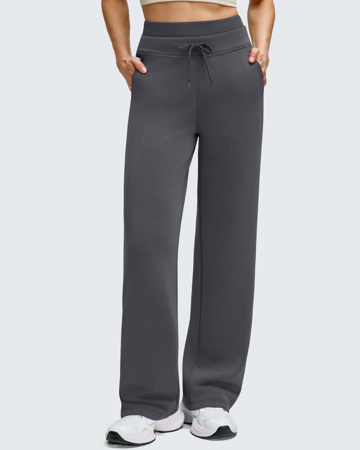 Smoofit Wide Leg Drawstring Double Layer Waist Pants