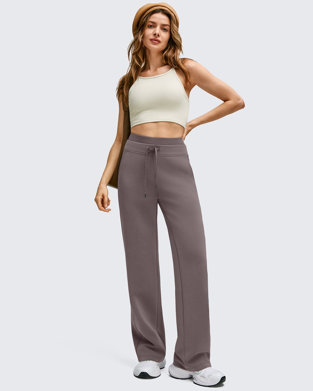 Smoofit Wide Leg Drawstring Double Layer Waist Pants