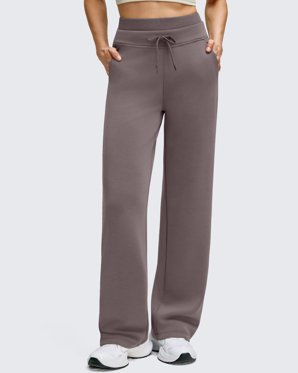 Smoofit Wide Leg Drawstring Double Layer Waist Pants