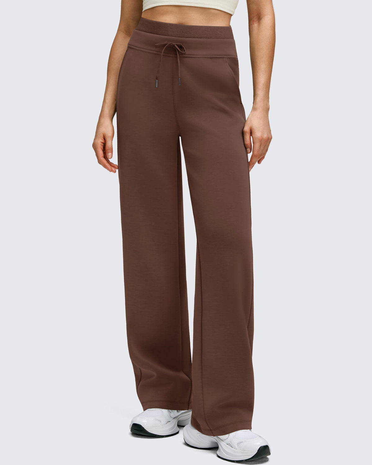 Smoofit Wide Leg Drawstring Double Layer Waist Pants
