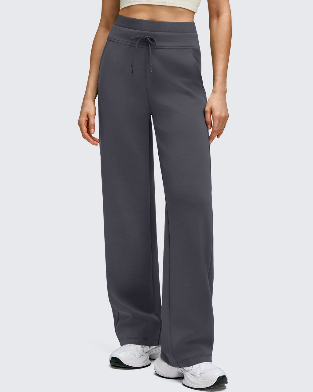 Smoofit Wide Leg Drawstring Double Layer Waist Pants