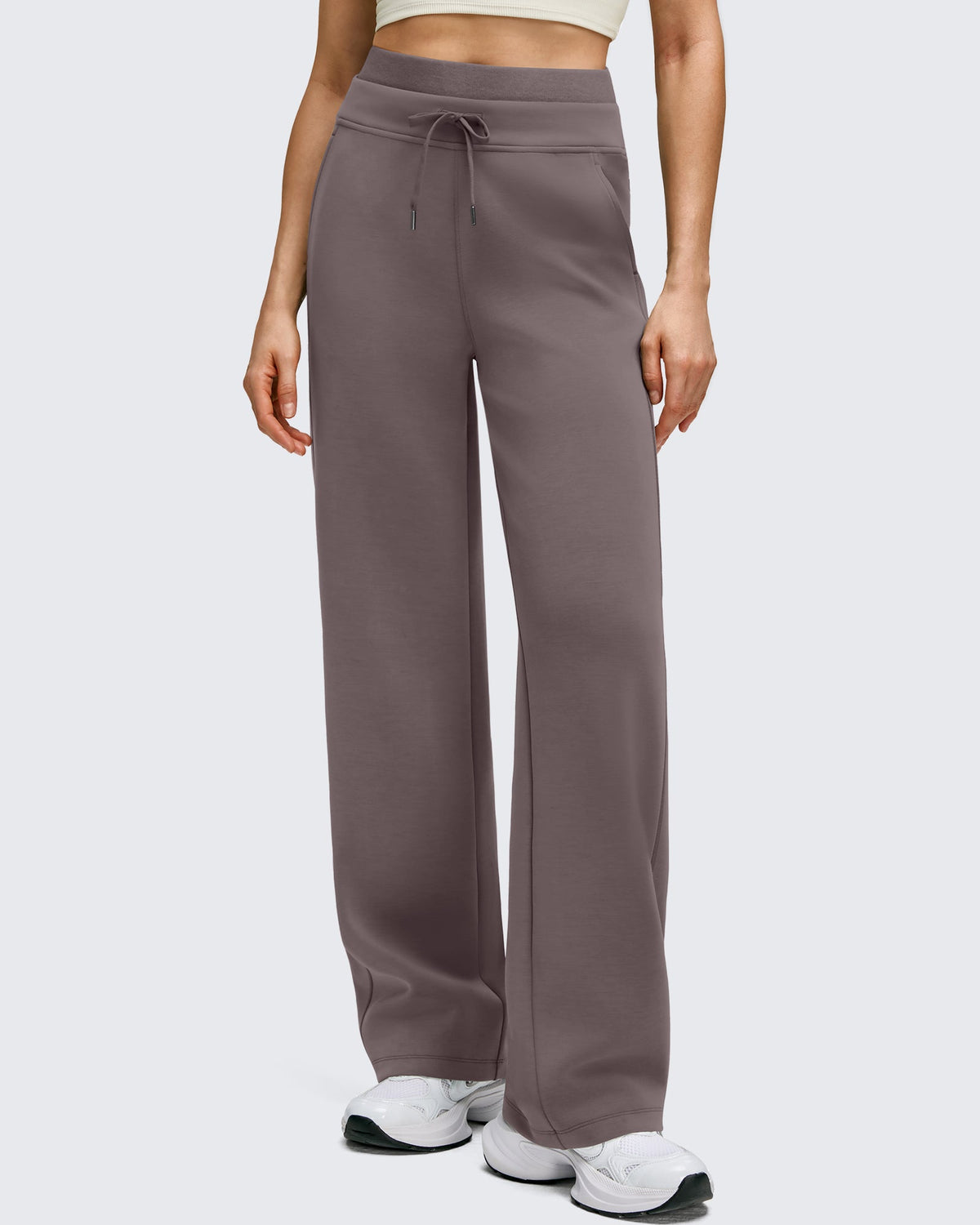 Smoofit Wide Leg Drawstring Double Layer Waist Pants