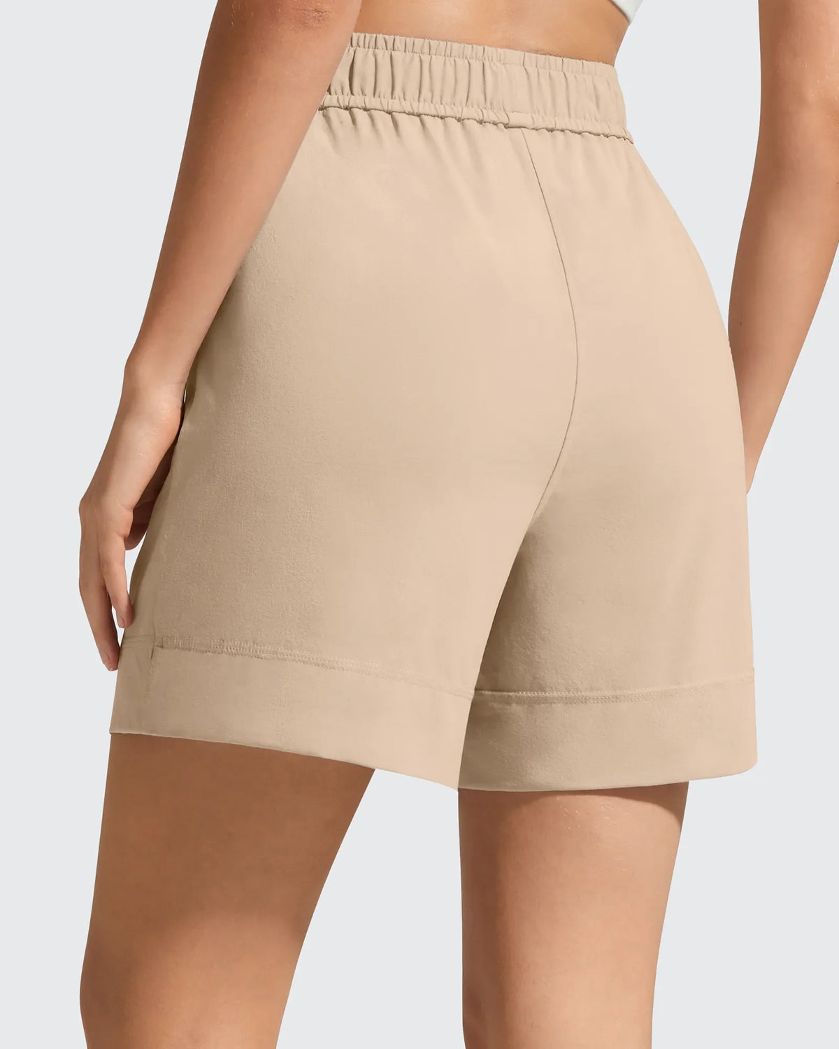 Strowen Elastic Waist Wide Leg A Line Shorts 4''