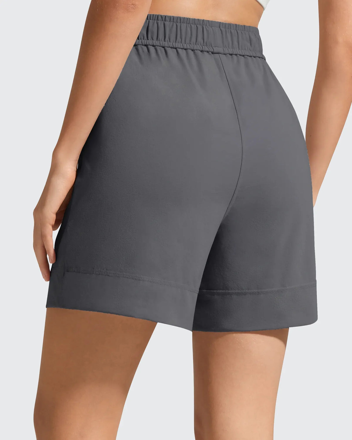 Strowen Elastic Waist Wide Leg A Line Shorts 4''