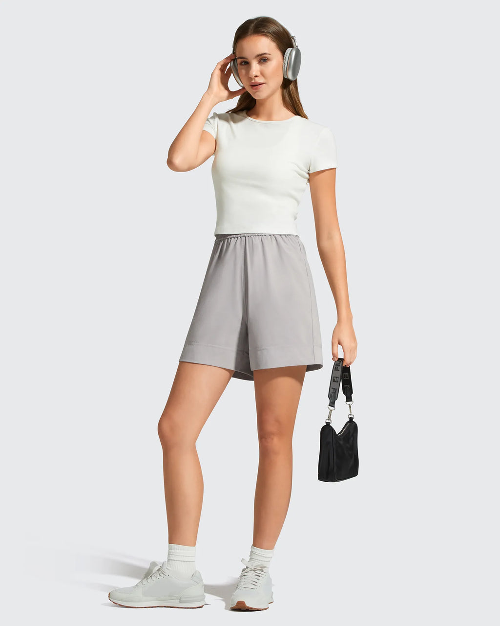 Strowen Elastic Waist Wide Leg A Line Shorts 4''