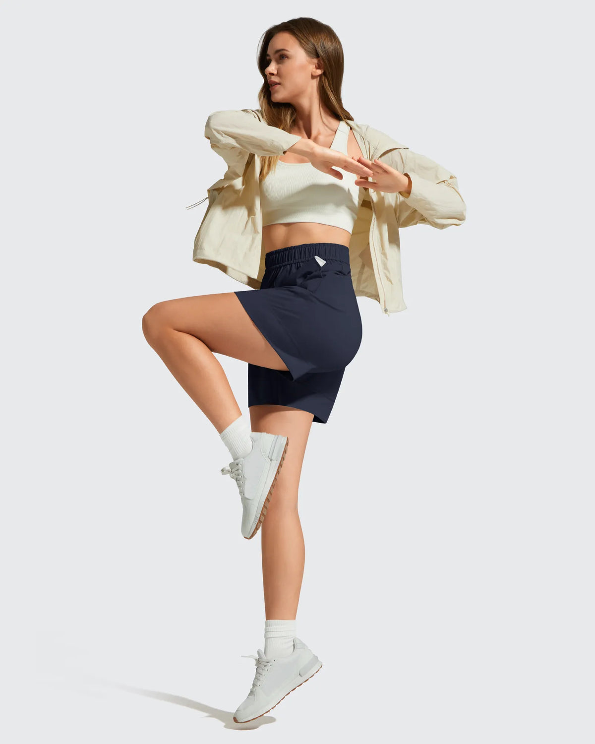 Strowen Elastic Waist Wide Leg A Line Shorts 4''
