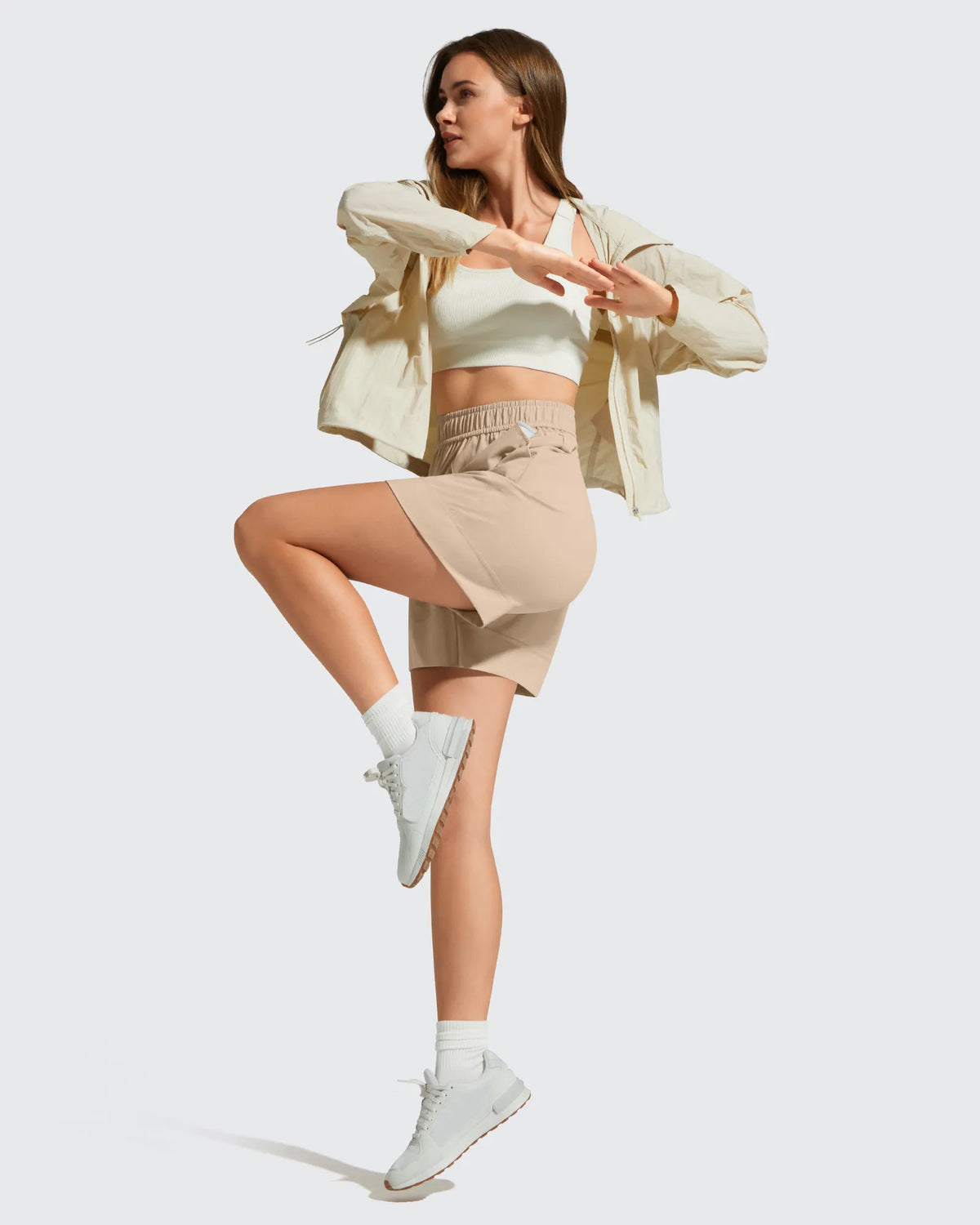 Strowen Elastic Waist Wide Leg A Line Shorts 4''