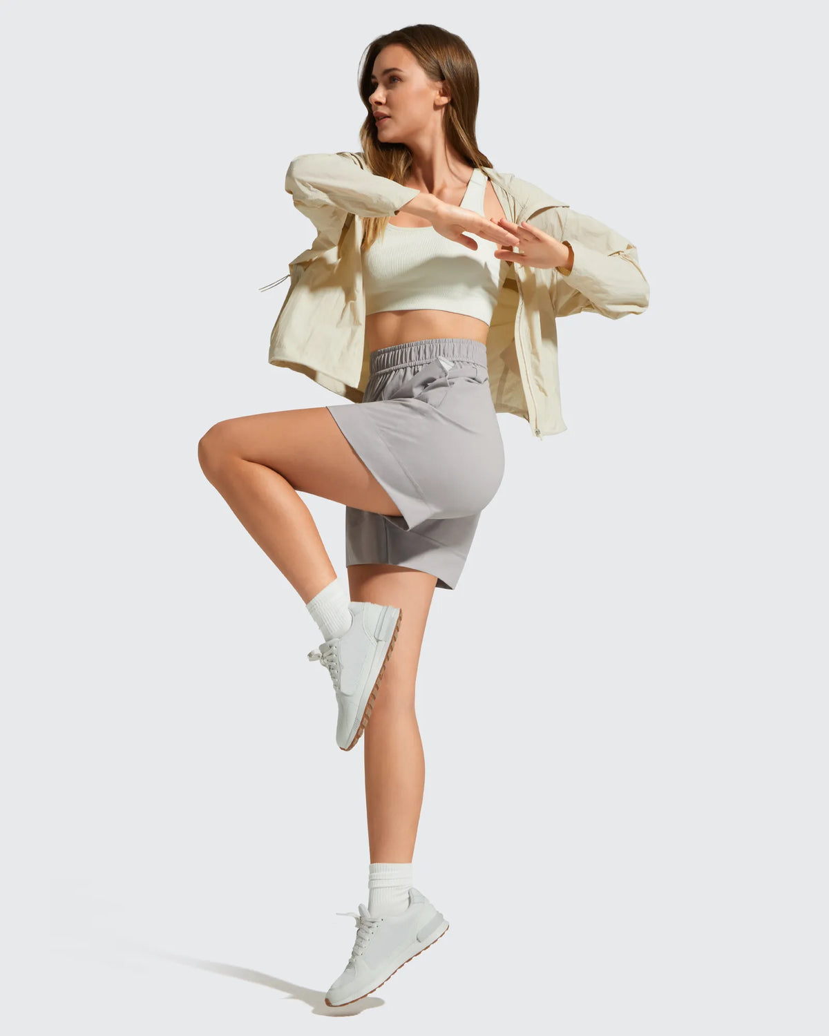 Strowen Elastic Waist Wide Leg A Line Shorts 4''
