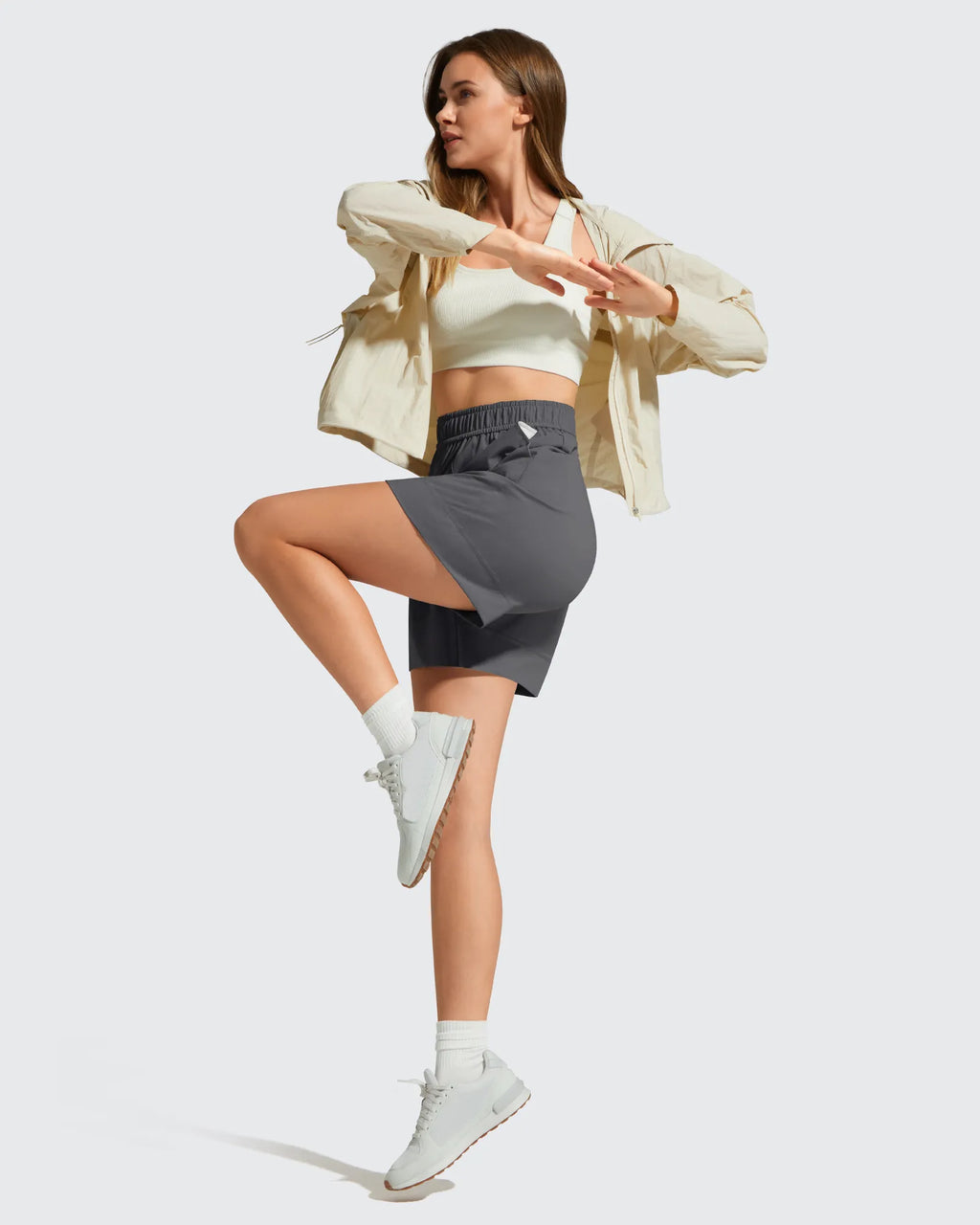Strowen Elastic Waist Wide Leg A Line Shorts 4''