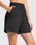 Strowen Elastic Waist Wide Leg A Line Shorts 4''