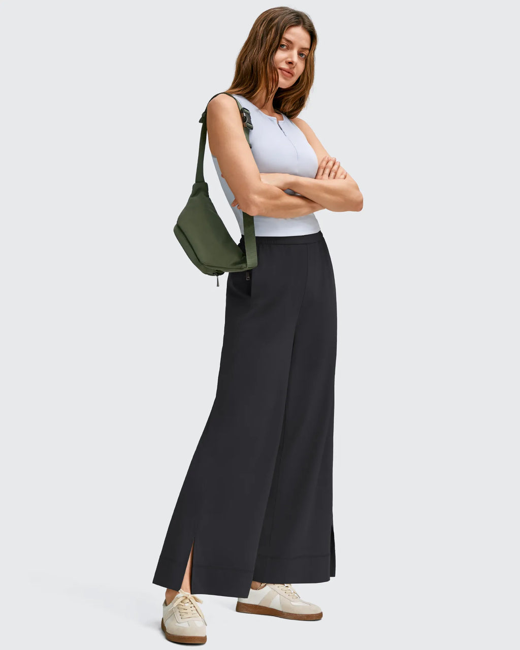 Strowen Lightweight Ankle Splits Wide Leg Ankle Pants