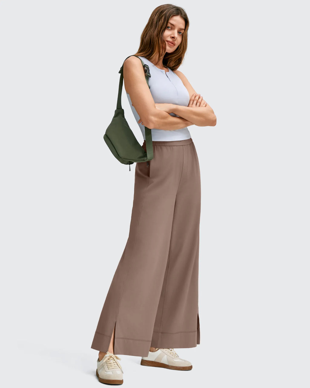 Strowen Lightweight Ankle Splits Wide Leg Ankle Pants