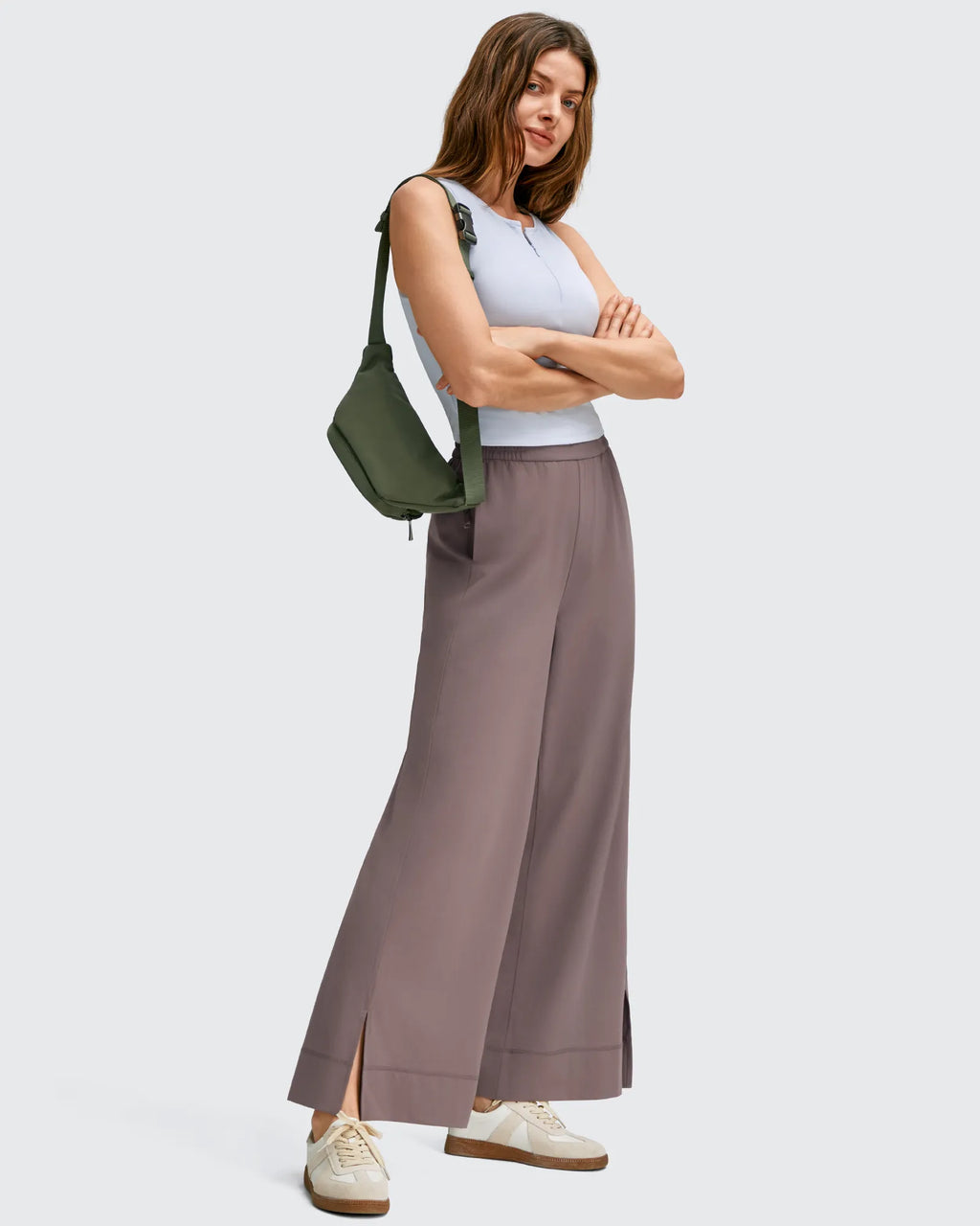 Strowen Lightweight Ankle Splits Wide Leg Ankle Pants