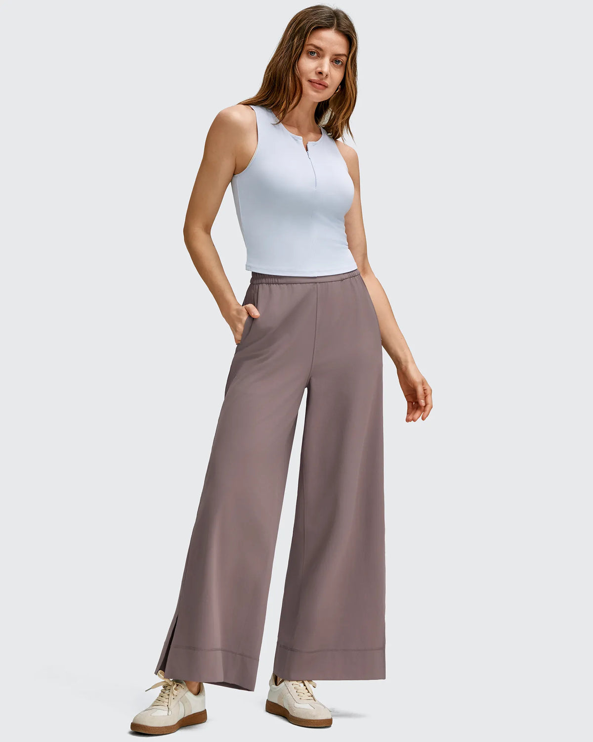 Strowen Lightweight Ankle Splits Wide Leg Ankle Pants