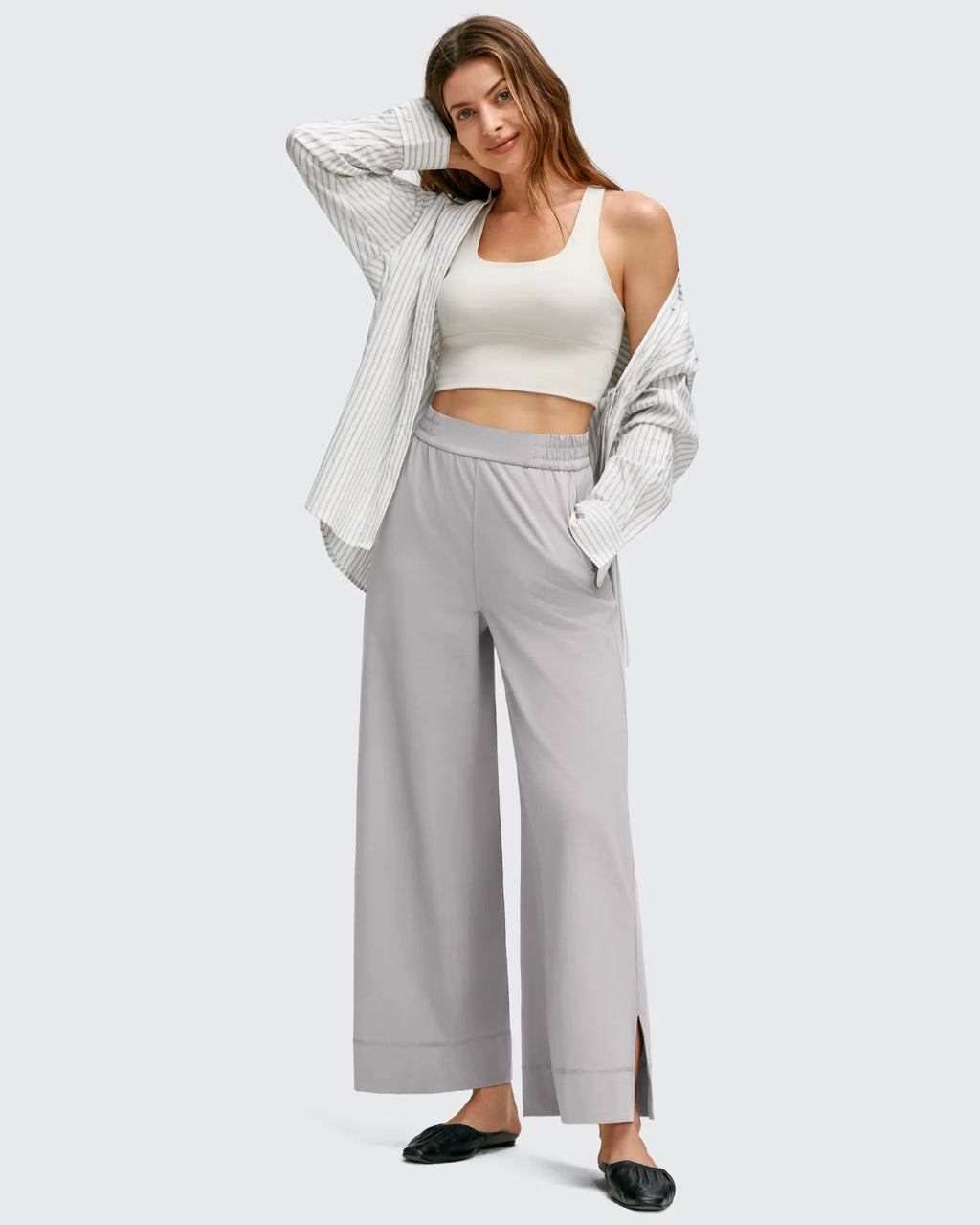 Strowen Lightweight Ankle Splits Wide Leg Ankle Pants