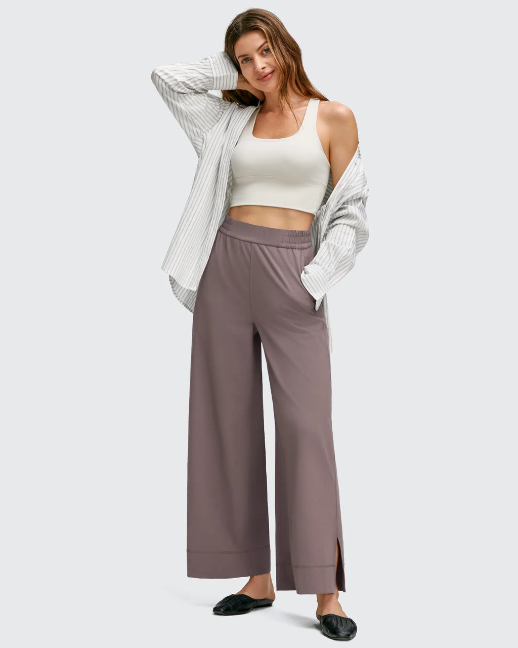 Strowen Lightweight Ankle Splits Wide Leg Ankle Pants